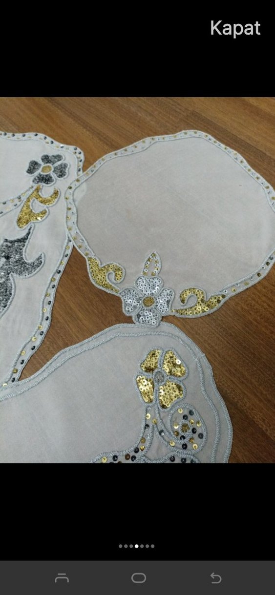 Nakışlı Beyaz Masa Örtüsü Seti - Görsel 4