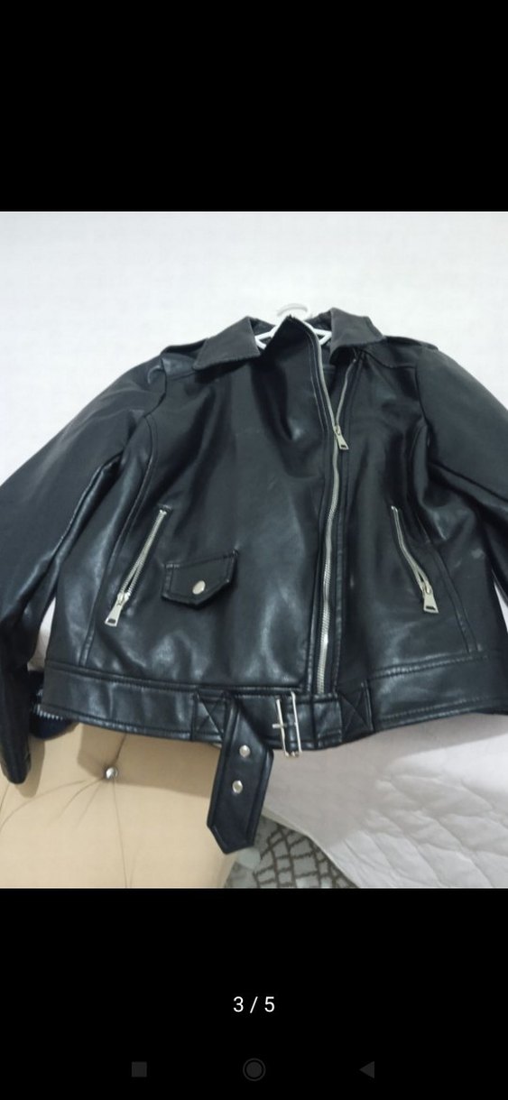 Siyah Deri Biker Ceket sayılı giyildi bana büyük geldi - Görsel 2