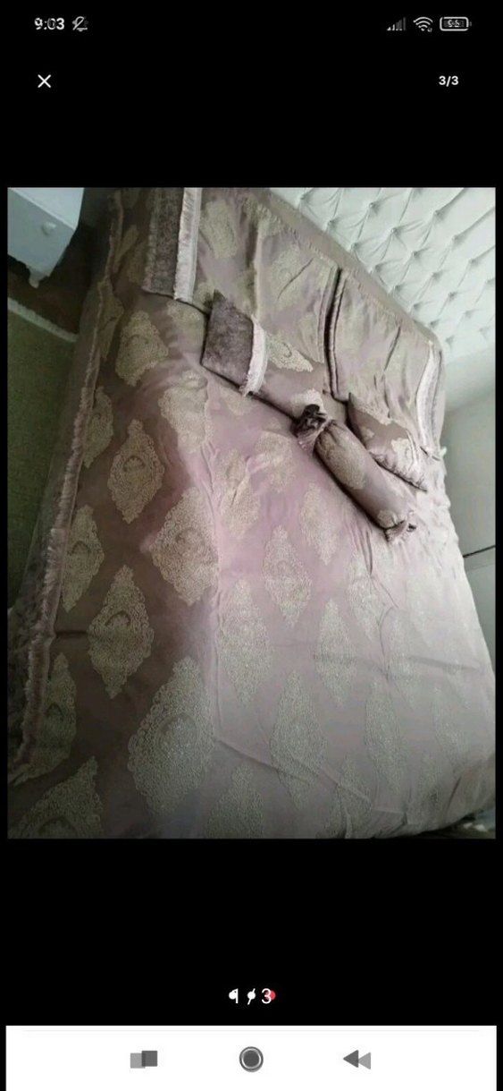 Bej Gri Baskılı Yatak Örtüsü Takımı  sıfırdan farksız - Görsel 3