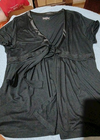 Siyah V Yaka Salaş sabahlık - Görsel 2