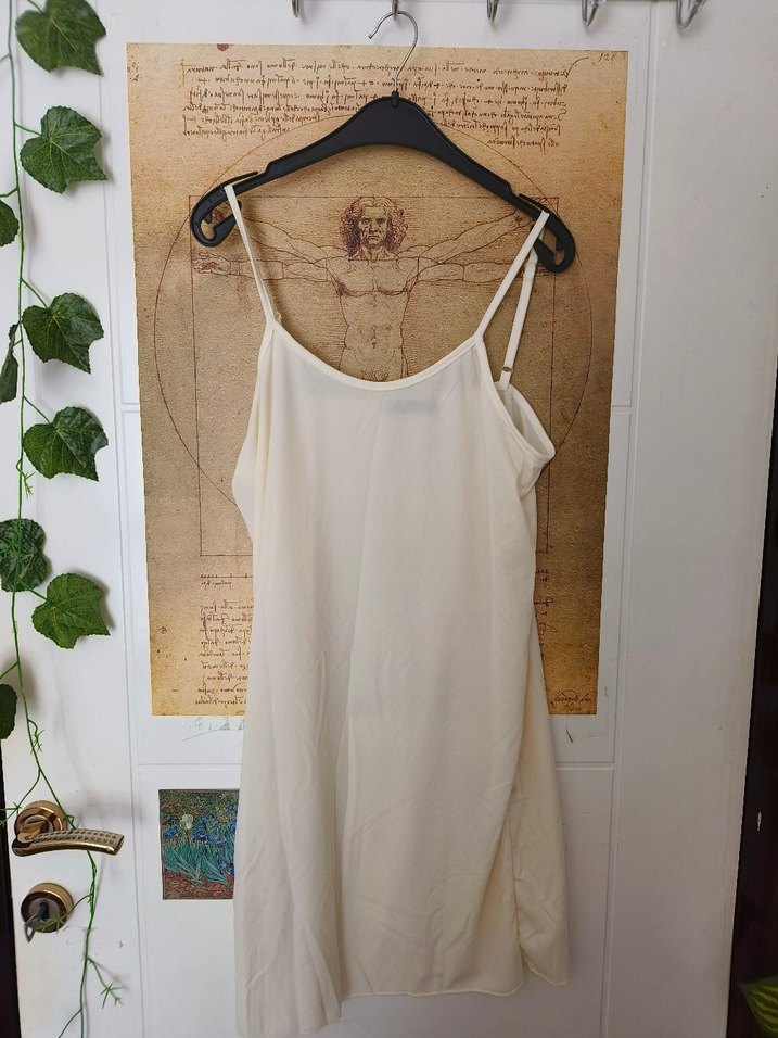 Bej Örgü Bohem Kadın Uzun Kollu Astarlı Elbise - Görsel 2