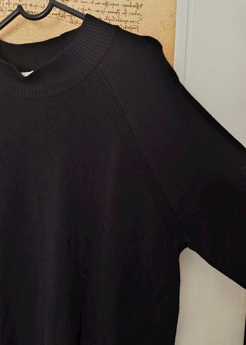 Siyah Uzun Kollu Yüksek Yakalı Triko Elbise - Görsel 4