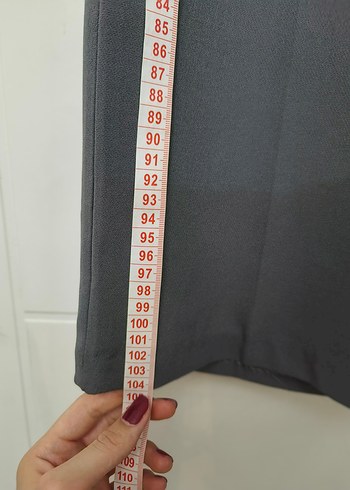 Gri Kadın Cirt Cirtli Kumaş Pantolon - Görsel 4