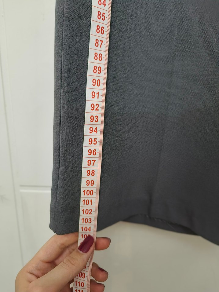 Gri Kadın Cirt Cirtli Kumaş Pantolon - Görsel 4