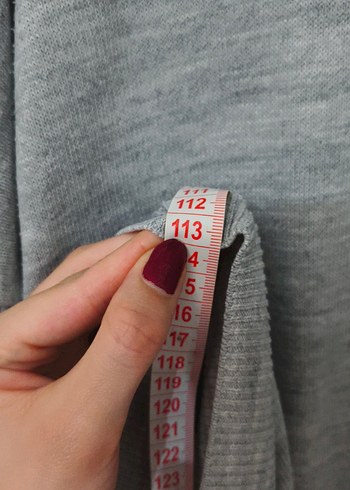 Gri Uzun Kollu Boğazlı Triko Tunik Elbise - Görsel 4