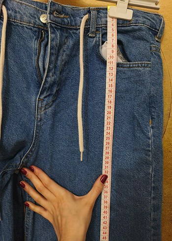 Kadın Mavi Bol Kesim Denim Pantolon - Görsel 5