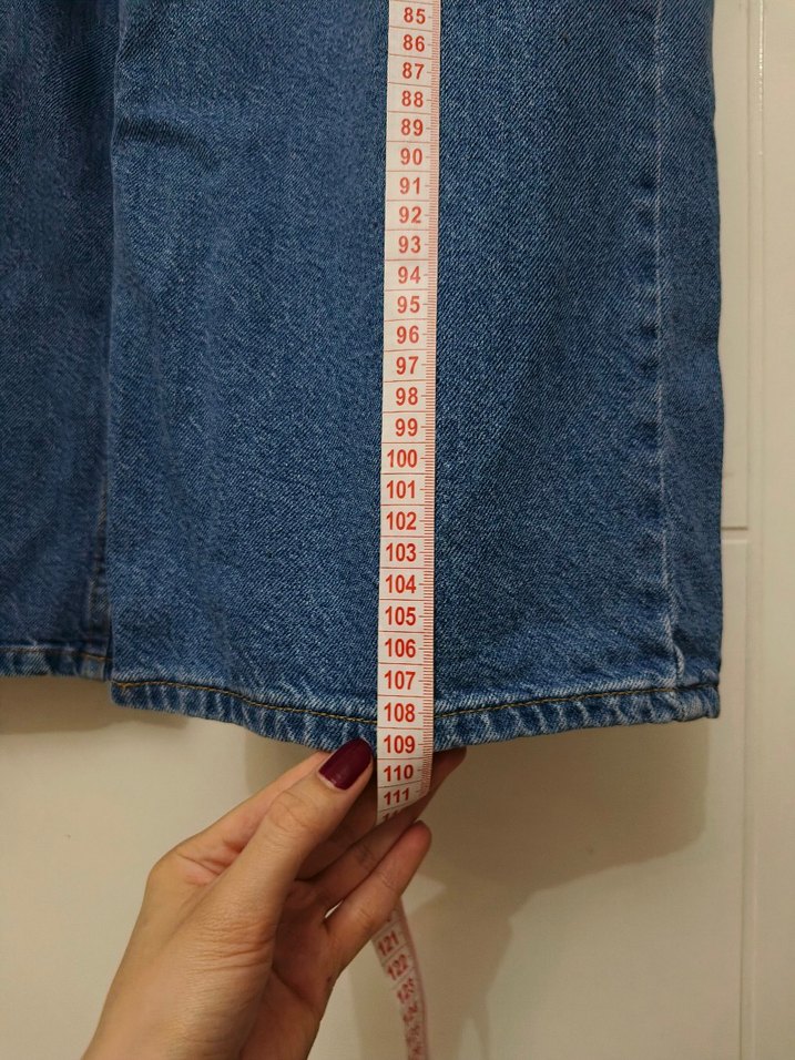 Kadın Mavi Bol Kesim Denim Pantolon - Görsel 4