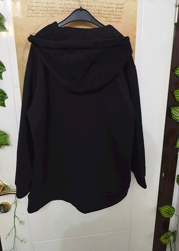 Siyah Kapüşonlu Fermuarlı Midi Kadın Hırka - Görsel 2