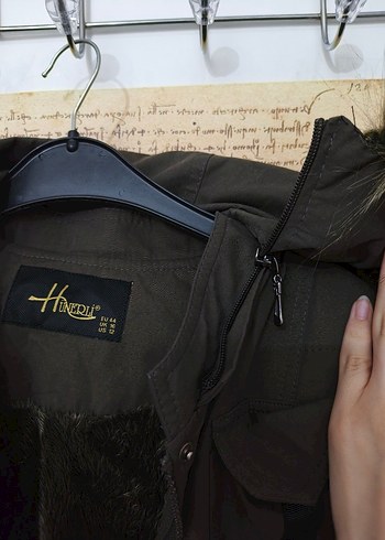 Koyu haki modest Uzun Kadın Mont - Görsel 2