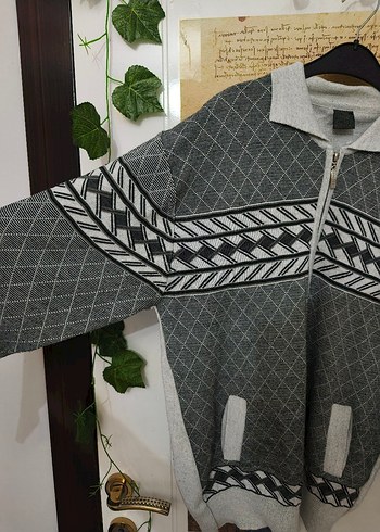 Gri Desenli Örgü Erkek Hırka - Görsel 3