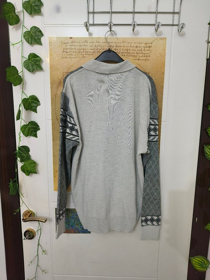 Gri Desenli Örgü Erkek Hırka - Görsel 2