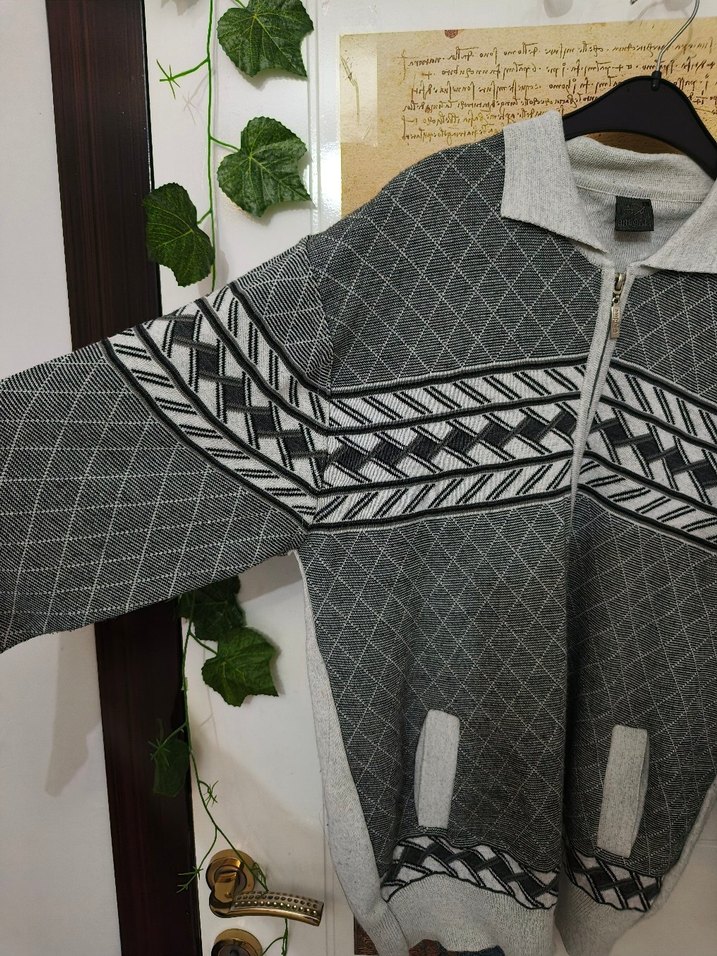 Gri Desenli Örgü Erkek Hırka - Görsel 3