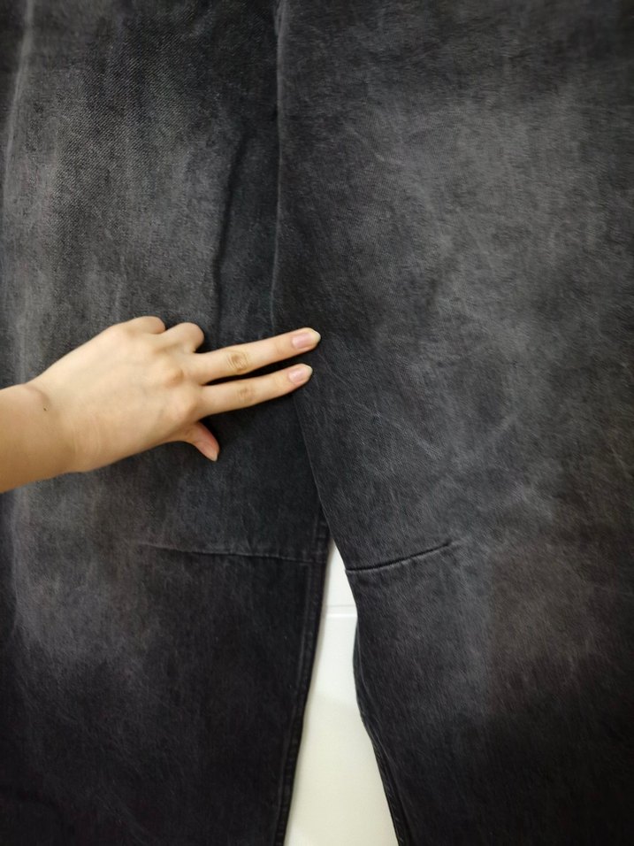 Siyah Bol Kesim Kot Pantolon - Görsel 4