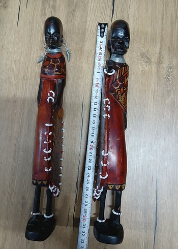 Kahverengi Ahşap Afrika Figürinleri - Görsel 2