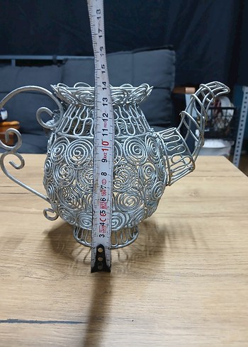 Gri Tel İşlemeli Dekoratif Demlik - Görsel 2