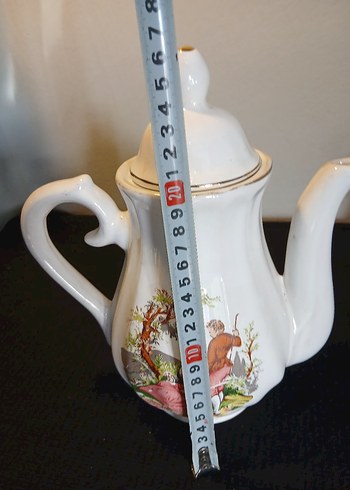 Beyaz Pastel Renkli Desenli Porselen Demlik - Görsel 2