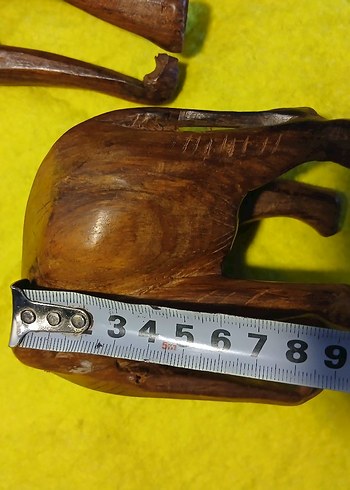 Koyu Kahverengi Ahşap Fil Figürleri - Görsel 3