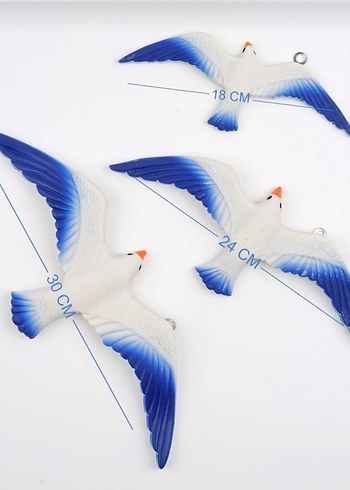 Mavi martı duvar süsü 3 lü set - Görsel 2