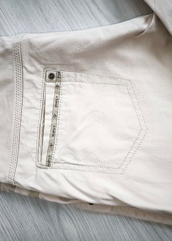 Bej  Keten Rahat Kesim Pantolon - Görsel 2