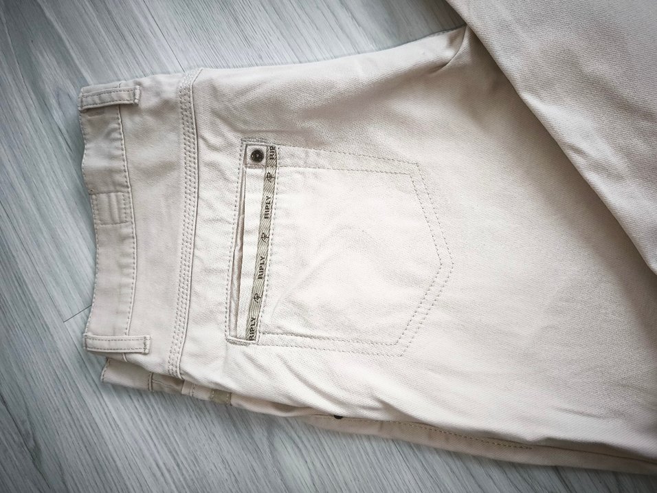 Bej  Keten Rahat Kesim Pantolon - Görsel 2