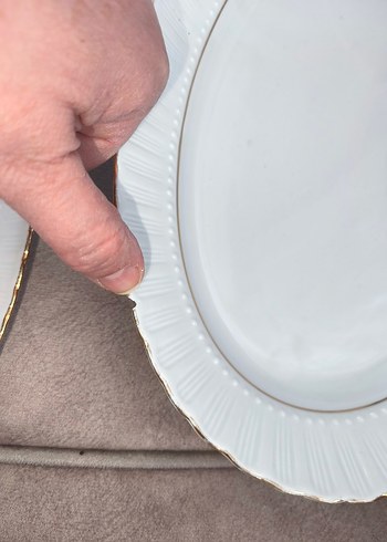 Beyaz Altın Kenarlı Porselen Tabak Seti - Görsel 4