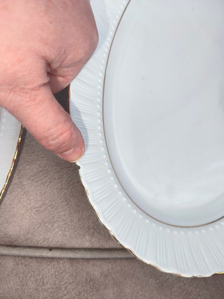 Beyaz Altın Kenarlı Porselen Tabak Seti - Görsel 4