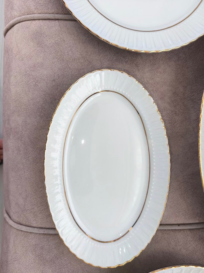 Beyaz Altın Kenarlı Porselen Tabak Seti - Görsel 2