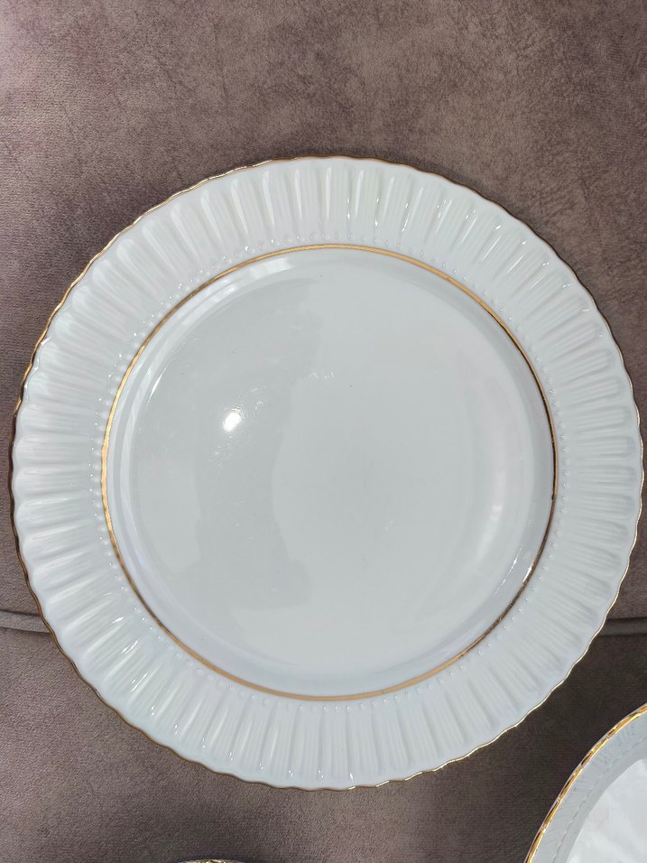 Beyaz Altın Kenarlı Porselen Tabak Seti - Görsel 3