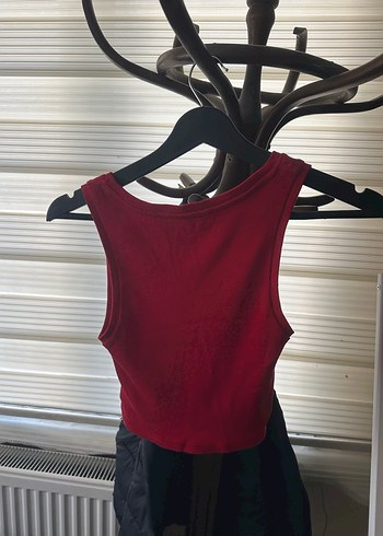 Drapeli Kırmızı Yüksek Yakalı Mini Atlet - Görsel 2