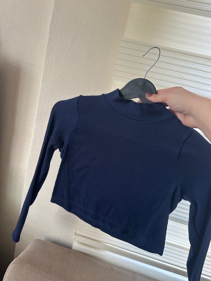 Lacivert Yarım Balıkçı Yaka Kadın body - Görsel 3