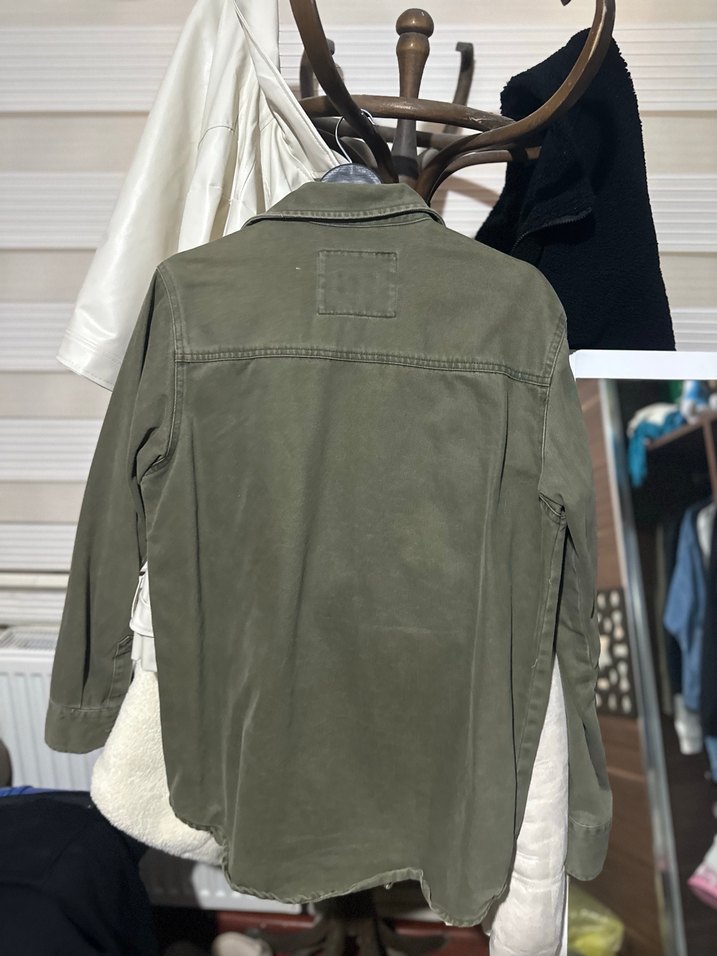 Düğmeli Kadın Haki Denim Gömlek Ceket - Görsel 2