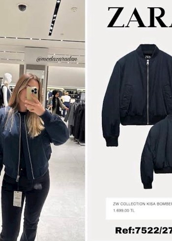 Zara Siyah Kısa Bomber Denim Ceket