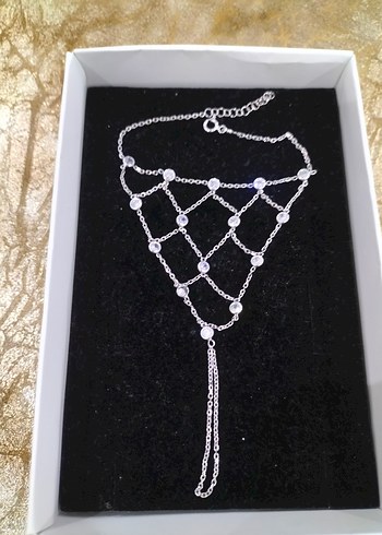 Taşlı Zincirli Kadın Şahmeran 925 ayar gümüş - Görsel 4