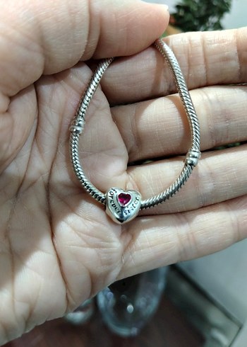 Fuşya Kalp Figürlü Pandora Charm 925 ayar gümüş - Görsel 2