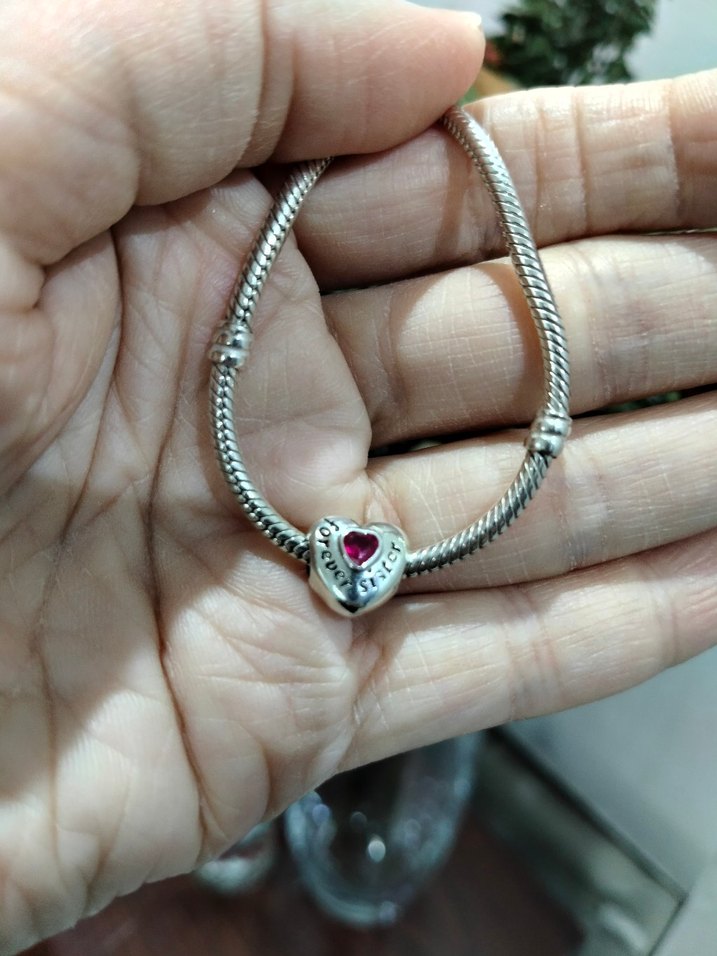 Fuşya Kalp Figürlü Pandora Charm 925 ayar gümüş - Görsel 2