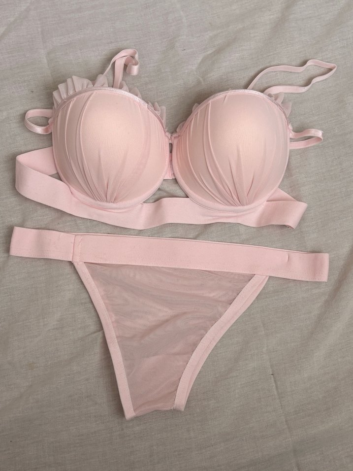 Pastel Pembe Normcore Sütyen Takımı - Görsel 2