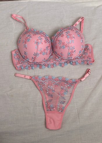 Pembe Nakışlı Bohem Sütyen Takımı - Görsel 3