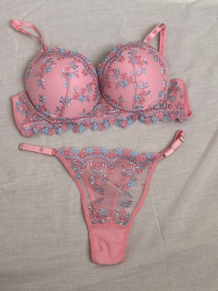 Pembe Nakışlı Bohem Sütyen Takımı - Görsel 2