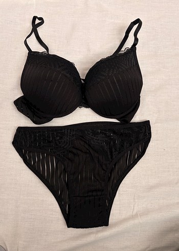 Siyah  Tarz Midi Sütyen ve Külot Takımı - Görsel 2