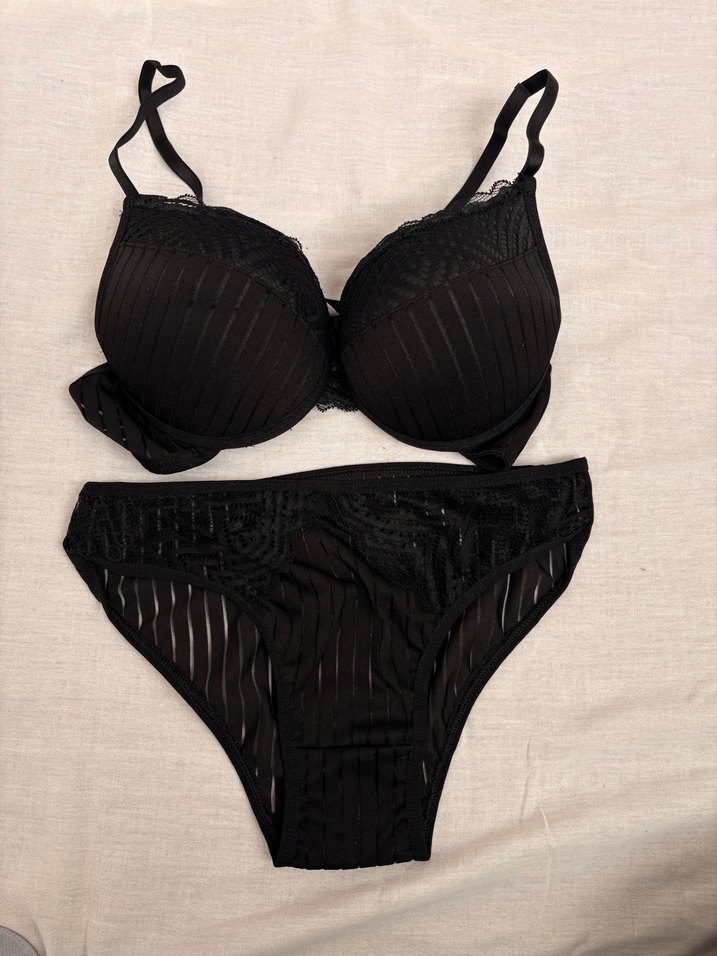 Siyah  Tarz Midi Sütyen ve Külot Takımı - Görsel 2