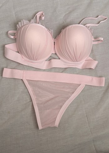 Pastel Pembe Normcore Sütyen ve Külot Takımı - Görsel 2