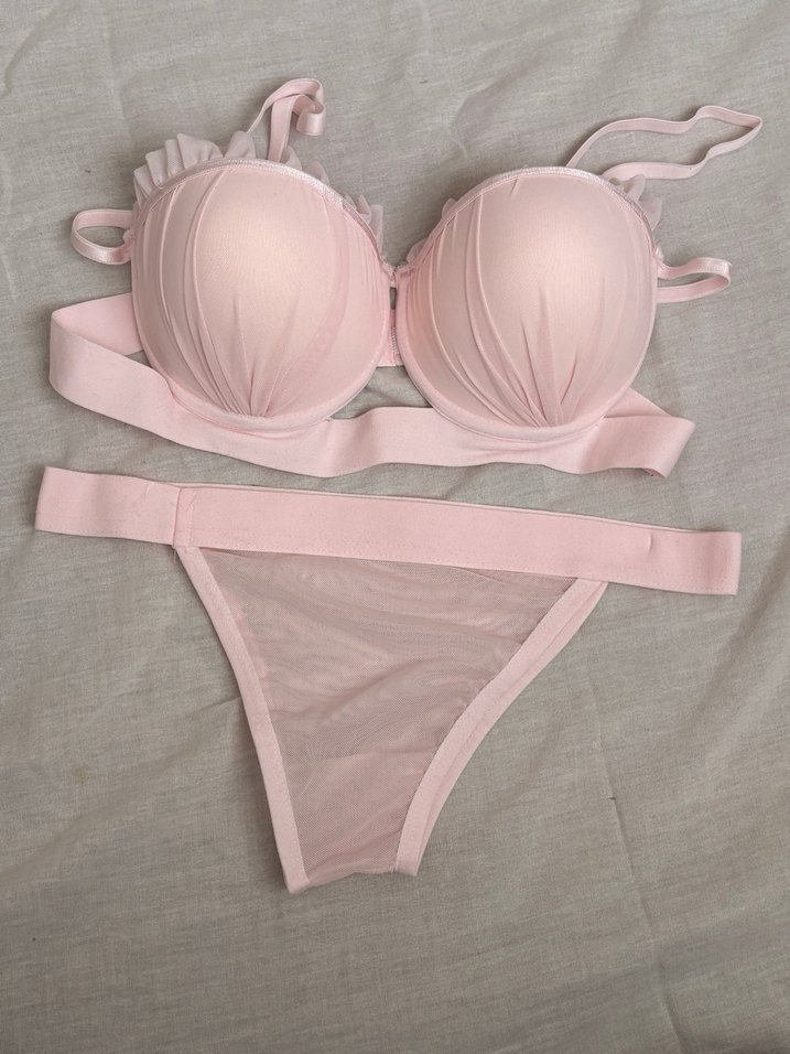 Pastel Pembe Normcore Sütyen ve Külot Takımı - Görsel 2