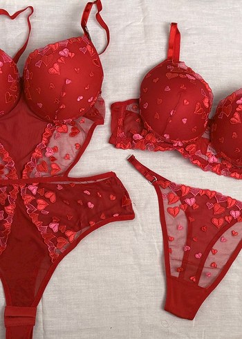 Nakışlı Kırmızı Bohem Sütyen Takımı - Görsel 2