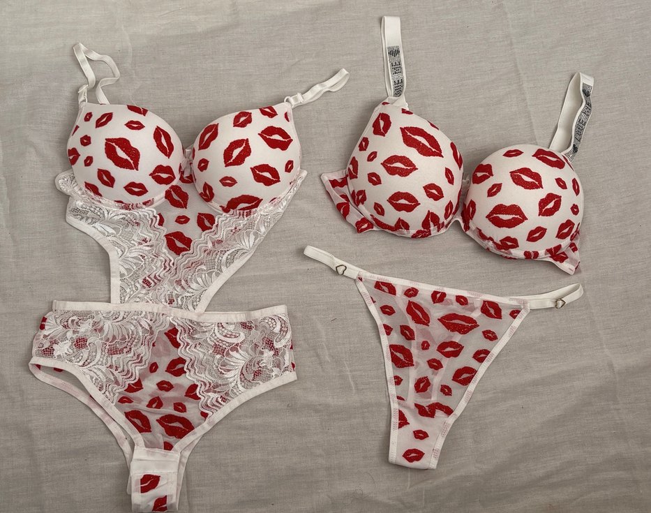 Kırmızı Baskılı Mini Sütyen ve Külot Takımı - Görsel 2
