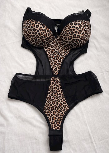 Leopar Desenli Gotik Göğüs Korse Takımı - Görsel 2