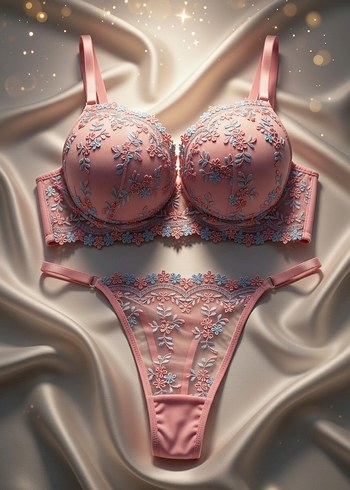Pembe Nakışlı Bohem Sütyen Takımı - Görsel 2