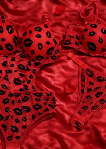 Kırmızı Leopar Desenli Mini Sütyen - Görsel 2