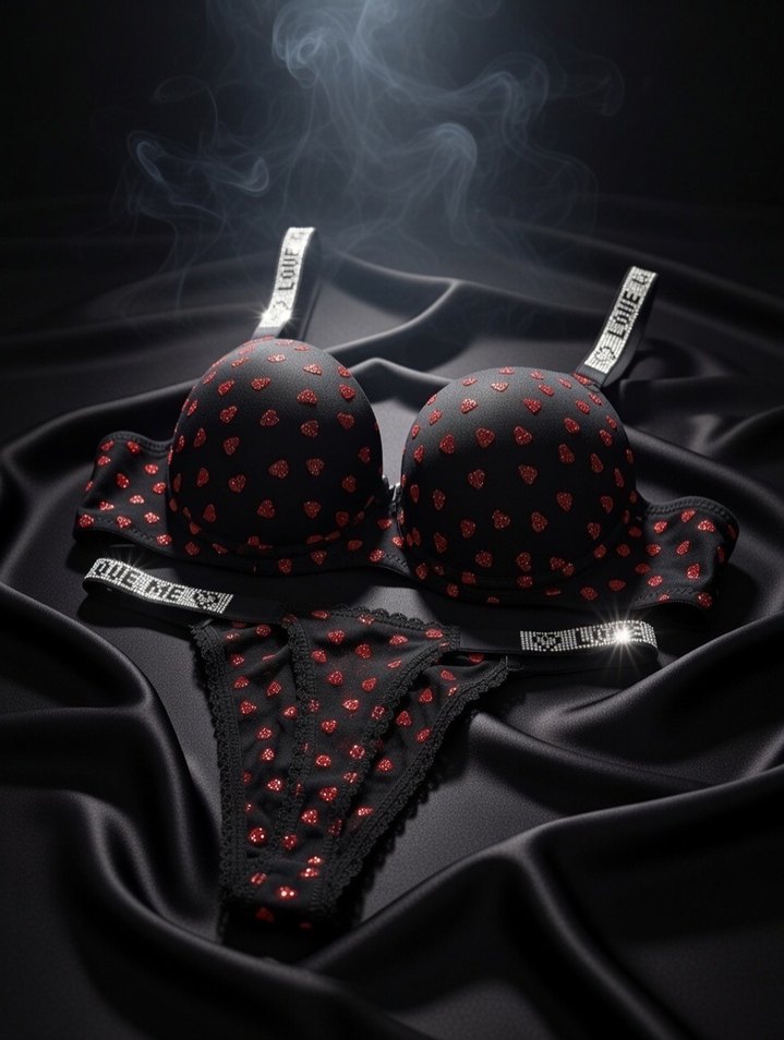 Kırmızı Baskılı Mini Gotik Sütyen - Görsel 2