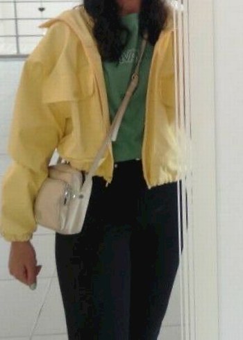 Sarı Midi Kadın Ceket Yüksek Yaka - Görsel 2