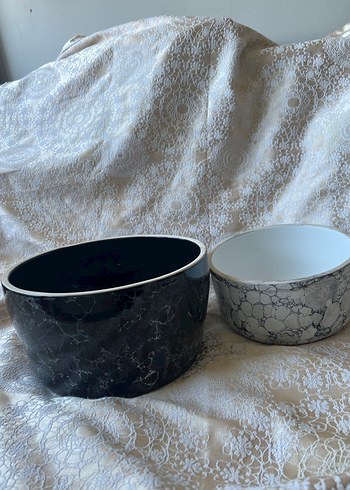 Gri Beyaz Mermer Desenli saksı vazo - Görsel 4